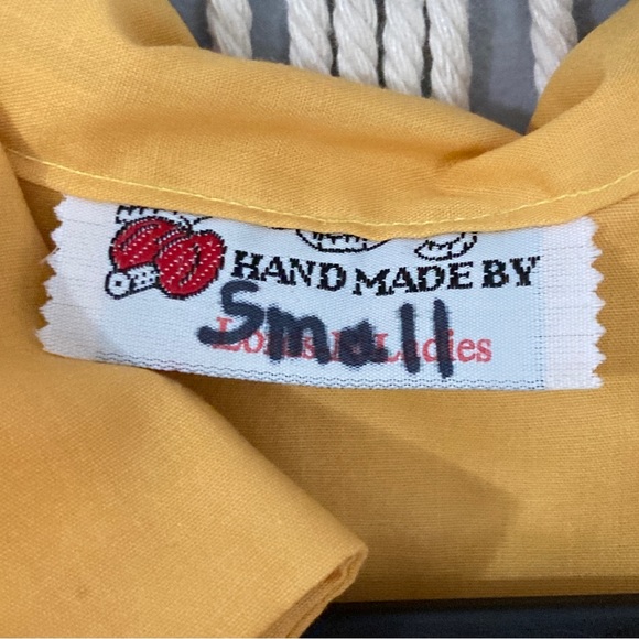 Yellow Handmade Women's Sleeveless Renaissance Tunic V Neck Tie Up Loose Fit - Picture 6 of 13